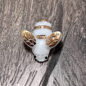 White and Gold Czech Glass Bee Button, Metal Shank, 23mm - Image 3
