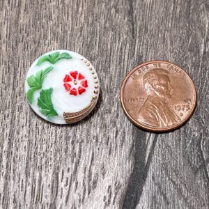 Alternative view of Czech Glass Button - Red Flower with Gold Details - Glass Shank- 18mm - 2 buttons