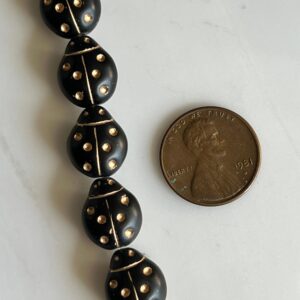 Alternative view of Large Black and Gold Ladybug Bead 13x11mm 15 Beads