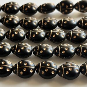 Large Black and Gold Ladybug Bead 13x11mm 15 Beads