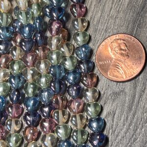 Transparent Rainbow 5 Color Luster Heart Beads 45 Beads 6mm Bead - Image 4
