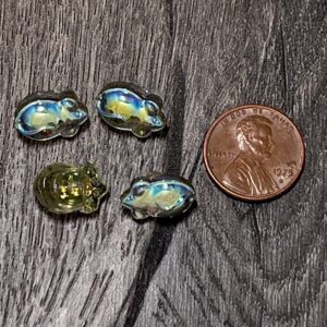Alternative view of Yellow Transparent/Black Mouse Button, 4 Buttons, 13mm, Vintage Czech Glass Button