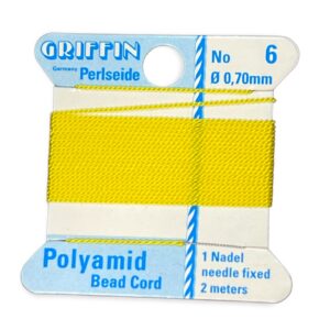 Griffin Polyamid Bead Cord - No 2 - 0.45mm - No 4 - 0.60mm - No 6 0.70mm - Yellow - Needle Attached - 2 Meters - 2 Pieces - Image 4