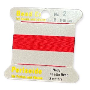 Griffin Polyamid Bead Cord - No 2 - 0.45mm - No 4 - 0.60mm - No 6 0.70mm - Red - Needle Attached - 2 Meters - 2 Pieces - Image 3