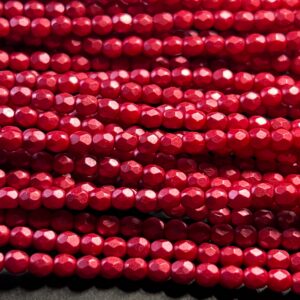 Cherry Pearl 4mm Czech Glass Fire Polish