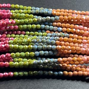 Travertine 3mm Fire Polish Mix, 9 Colors, 45 Beads