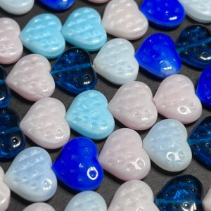 Heart Mix with Indented Stars- Czech Glass Bead - 14 x 12mm - 15 beads