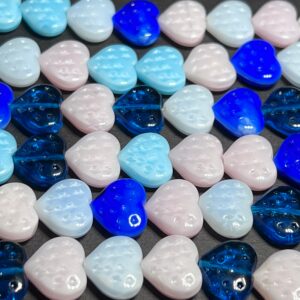 Heart Mix with Indented Stars- Czech Glass Bead - 14 x 12mm - 15 beads - Image 2