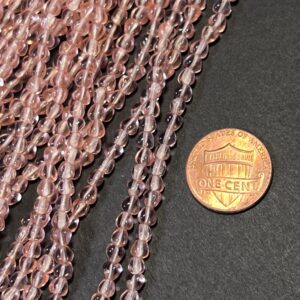Tiny Pink Transparent Czech Glass Heart Bead - 4mm - 100 Beads - Image 3