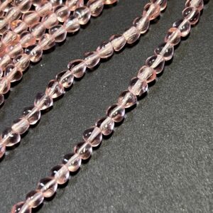 Tiny Pink Transparent Czech Glass Heart Bead - 4mm - 100 Beads - Image 5