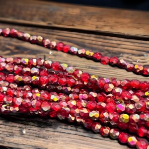 Alternative view of Transparent Red Siam Marea 3mm Czech Glass Fire Polish