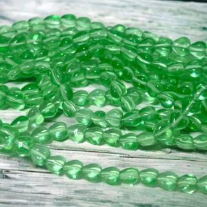 Peridot Green Transparent Heart Czech Glass Bead 6mm 25 Beads