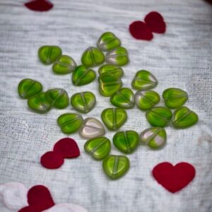 Peridot Crystal Transparent Table Cut Heart Czech Glass Bead 9mm 20 Beads