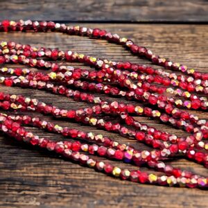 Transparent Red Siam Marea 3mm Czech Glass Fire Polish