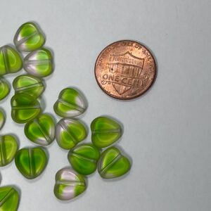 Alternative view of Peridot Crystal Transparent Table Cut Heart Czech Glass Bead 9mm 20 Beads