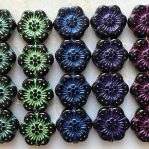 Czech Glass Anemone Flower Bead 14mm