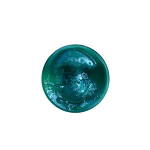 Vintage Green Mushroom Man Czech Glass Button, Glass Shank, 22mm