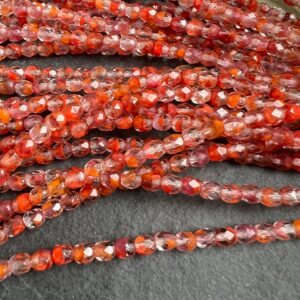 Crystal Pink Orange 4mm Fire Polish 50 beads