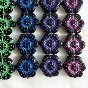 Czech Glass Anemone Flower Bead 14mm - Image 3