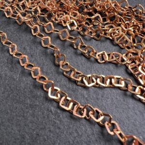 Bright Copper Plated Square Diamond Chain, 10 ft, 4mm