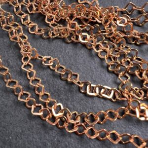 Alternative view of Bright Copper Plated Square Diamond Chain, 10 ft, 4mm