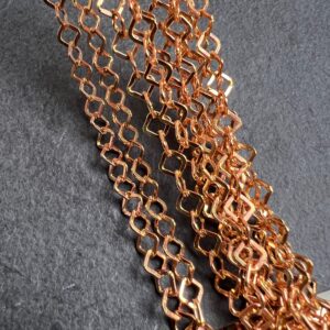 Bright Copper Plated Square Diamond Chain, 10 ft, 4mm - Image 4