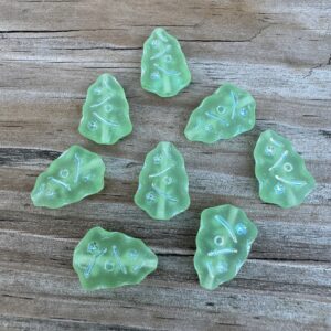 Czech Glass Christmas Tree Beads, Light Green Frosted, 17mm, 8 beads