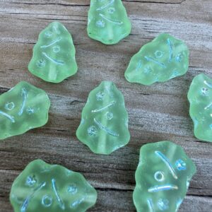 Alternative view of Czech Glass Christmas Tree Beads, Light Green Frosted, 17mm, 8 beads