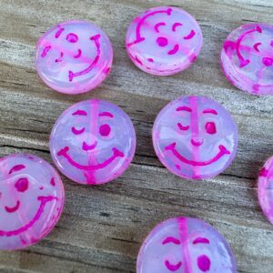 Alternative view of White Opal/Pink Smiley Face Bead, 14mm, 6 beads