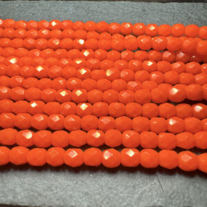 Orange 5mm Czech Glass Fire Polish 25 beads