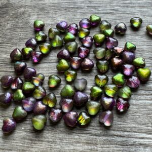 Alternative view of Crystal Etched Magic Orchid Heart Czech Glass Bead 6mm 25 Beads