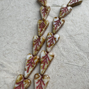 Alternative view of Czech Glass Engraved Heart | White Picasso with Pink Wash | Valentine's Day | 16mm 8 Beads
