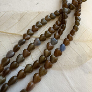 Alternative view of Brown and Blue Silky Heart Czech Glass Bead 5.5mm x 6mm 36 Beads