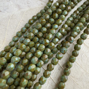 3mm Czech Glass Fire Polish Turquoise Travertine