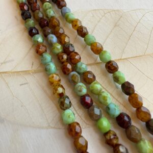 5mm Czech Glass Fire Polish Travertine Mix