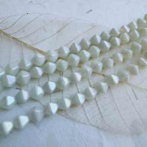 White Rainbow Iris Luster Czech Glass Bicone 6mm 50 Beads