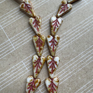 Czech Glass Engraved Heart | White Picasso with Pink Wash | Valentine's Day | 16mm 8 Beads - Image 3