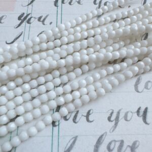 White - 3mm Fire Polish - 50 Beads - Czech Glass