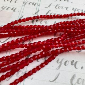 3mm Czech Glass Fire Polish Matte Transparent Red Siam
