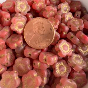 Sunset Gold Wash Matte Czech Glass Flower Bead, 12 Beads, 10mm - Image 4
