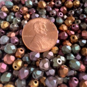 Alternative view of Metallic Mix 5mm Czech glass Fire Polish, 25 Beads