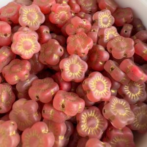 Sunset Gold Wash Matte Czech Glass Flower Bead, 12 Beads, 10mm - Image 3