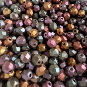 Metallic Mix 5mm Czech glass Fire Polish, 25 Beads