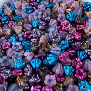 Baby Bell Flower Czech Glass Bead Mix, 5mm x 6mm, 49 beads - Image 4