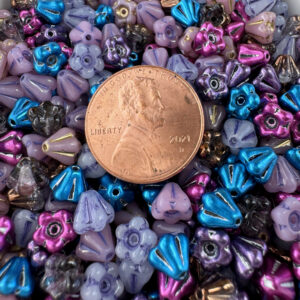 Baby Bell Flower Czech Glass Bead Mix, 5mm x 6mm, 49 beads - Image 6