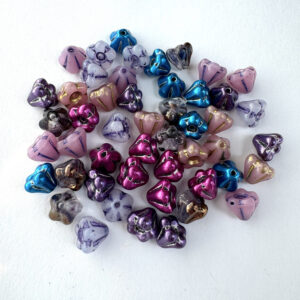 Baby Bell Flower Czech Glass Bead Mix, 5mm x 6mm, 49 beads - Image 5
