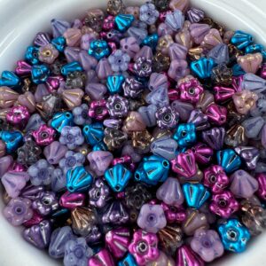 Baby Bell Flower Czech Glass Bead Mix, 5mm x 6mm, 49 beads - Image 3