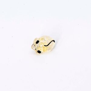 Yellow Transparent/Black Mouse Button, 4 Buttons, 13mm, Vintage Czech Glass Button