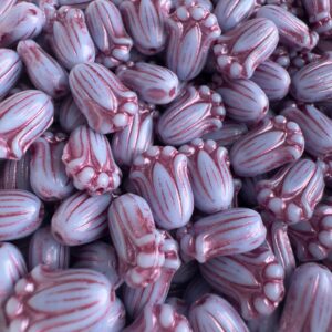 Alternative view of Light Blue Metallic Pink Wash Tulip Bead, Czech Glass Bead, 11mm