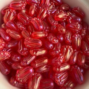 Transparent Siam AB Tulip Bead, Czech Glass Bead, 11mm, 15 Beads